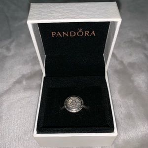 PANDORA Sterling Silver Logo Pavé Ring
